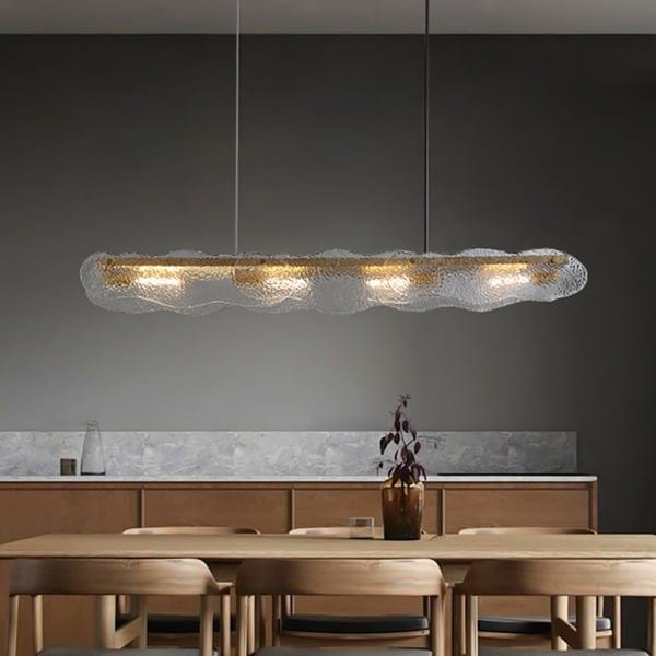 Metavaya Chandelier Water Ripple Glass Island Chandeliers