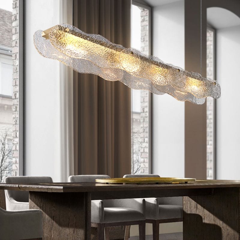 Metavaya Chandelier Water Ripple Glass Island Chandeliers