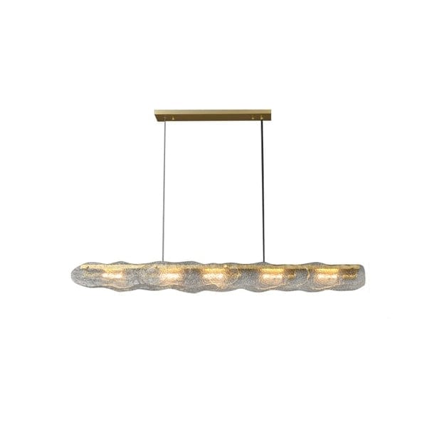 Metavaya Chandelier L 90cm x W 12cm x H 15cm / L 35.4″ x W 4.7″ x H 5.9″ / Gold Water Ripple Glass Island Chandeliers 6938617801052 M2023101504-1