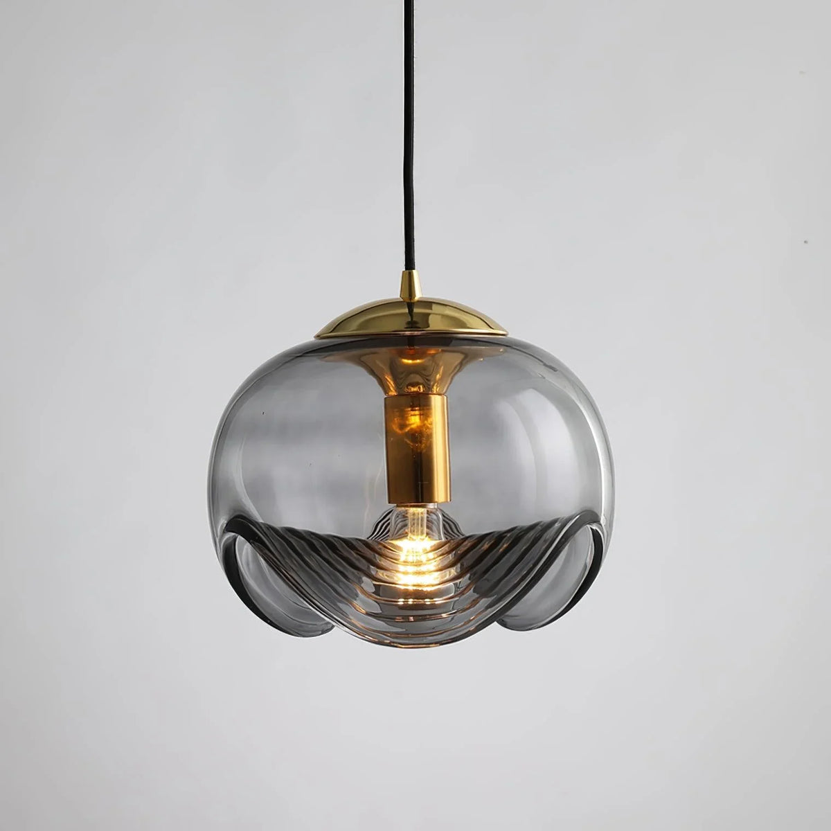 Metavaya Pendant Light Dia 25 cm x H 18 cm / ∅ 9.8″ x H 7.1″ / Gold+smoke grey Wave Pendant Light 6938617816612 M2023112504-4
