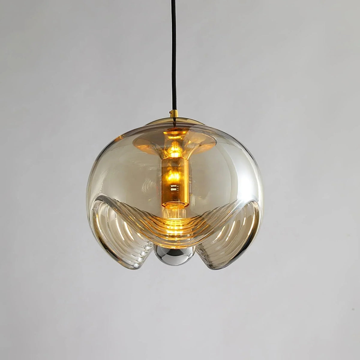 Metavaya Pendant Light Dia 25 cm x H 18 cm / ∅ 9.8″ x H 7.1″ / Gold+Cognac Wave Pendant Light 6938617816605 M2023112504-3
