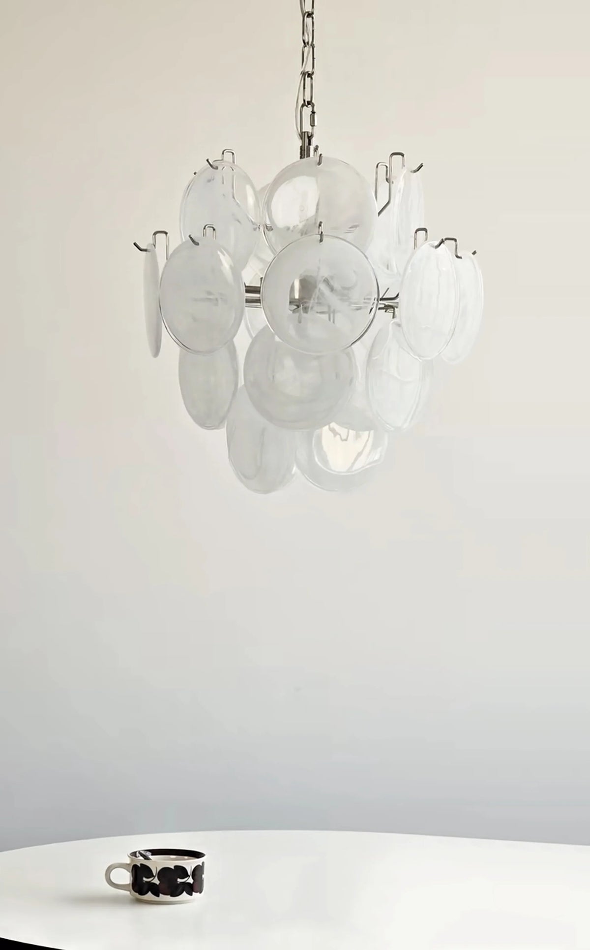 White Murano Disc Glass Chandelier - view 15 | Metavaya
