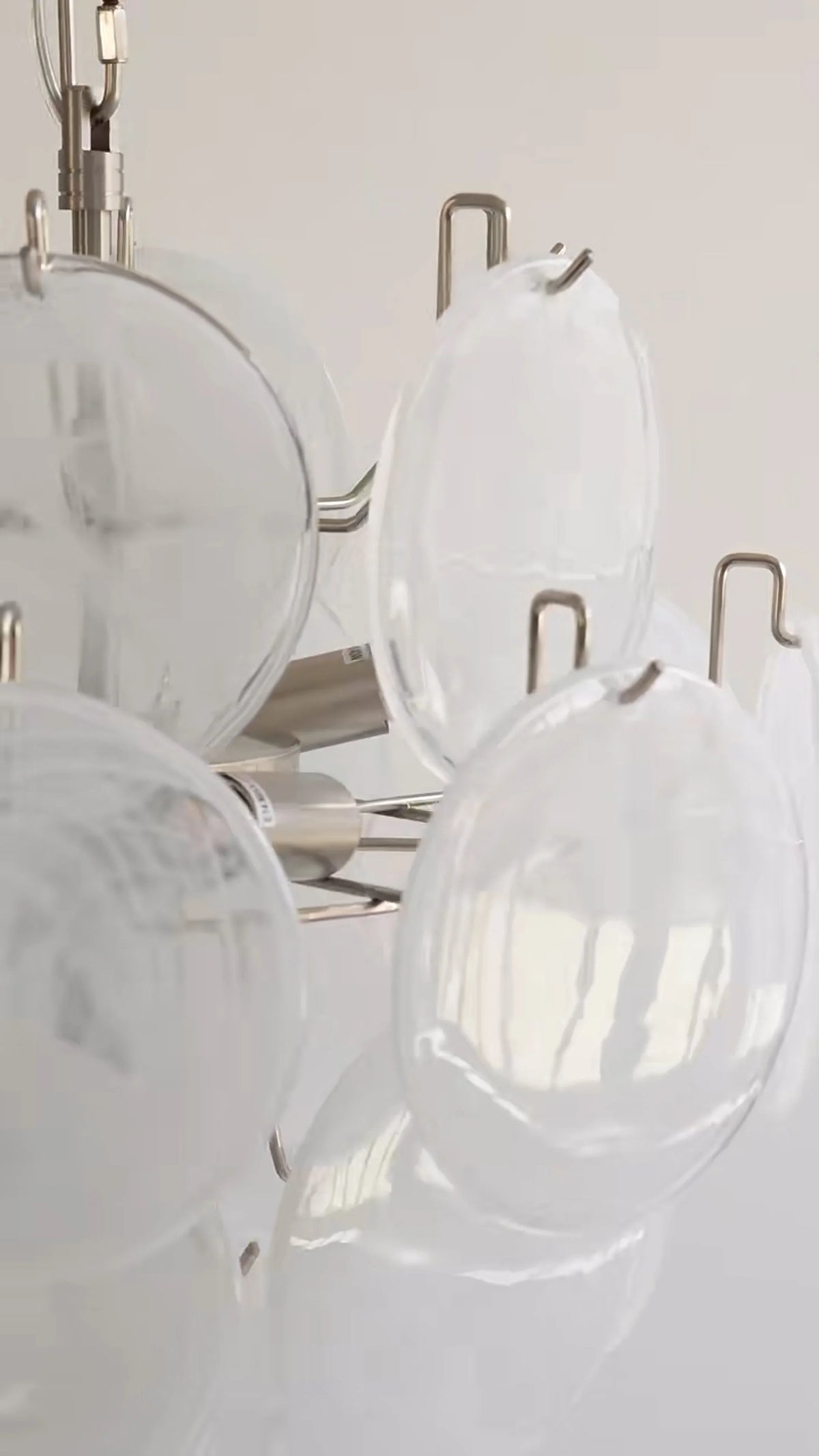 White Murano Disc Glass Chandelier - view 22 | Metavaya