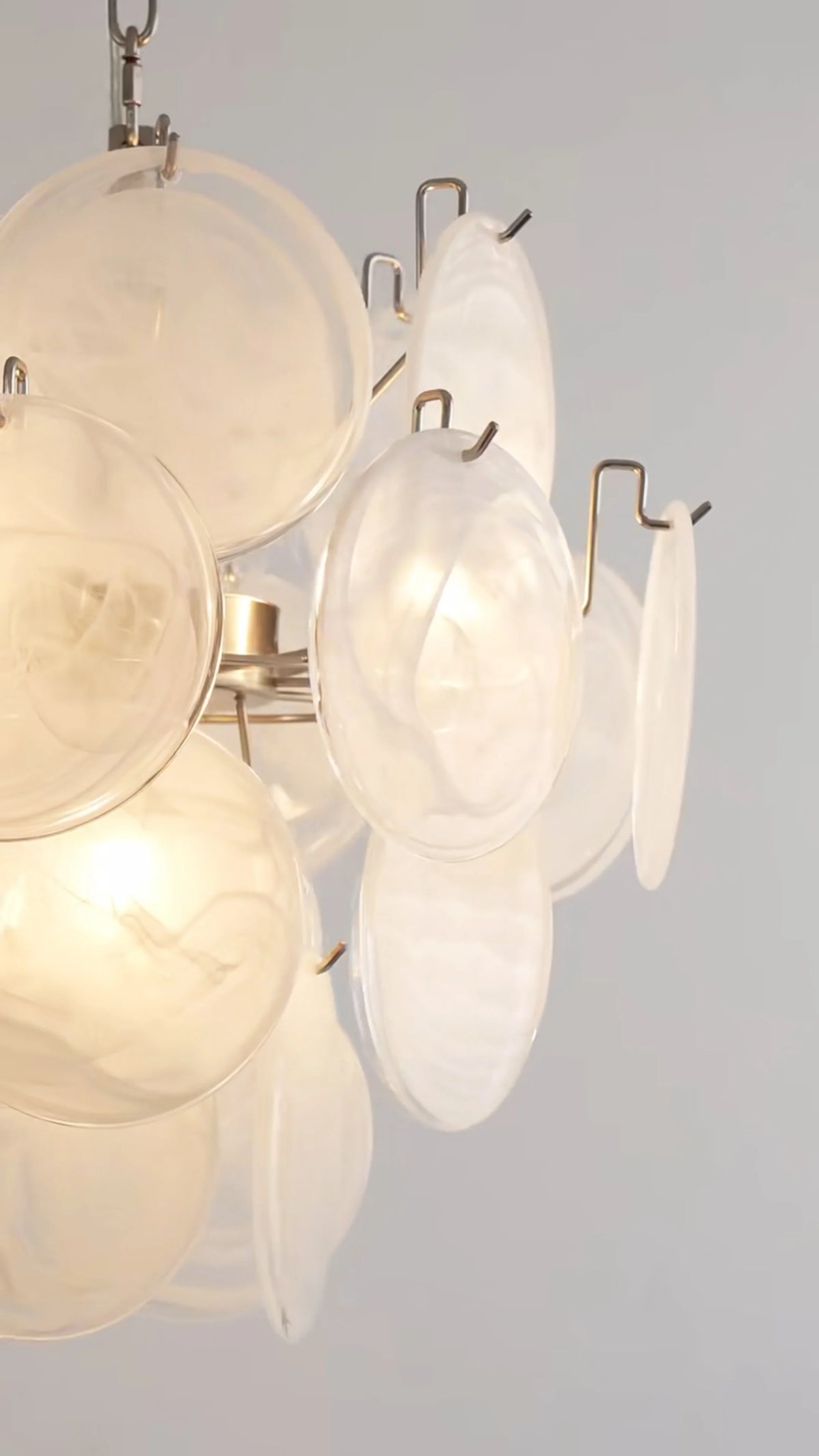 White Murano Disc Glass Chandelier - view 20 | Metavaya