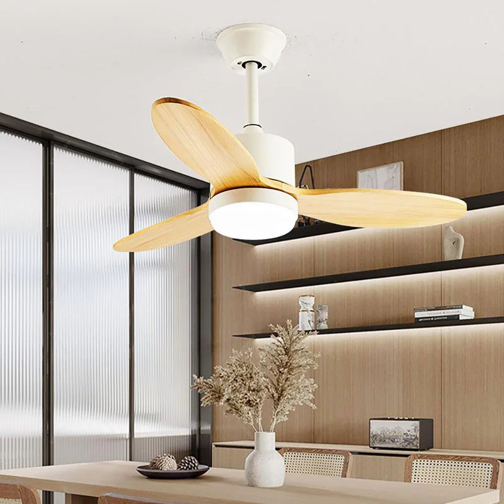 Wood Fan Blade Ceiling Fan Light - view 5 | Metavaya