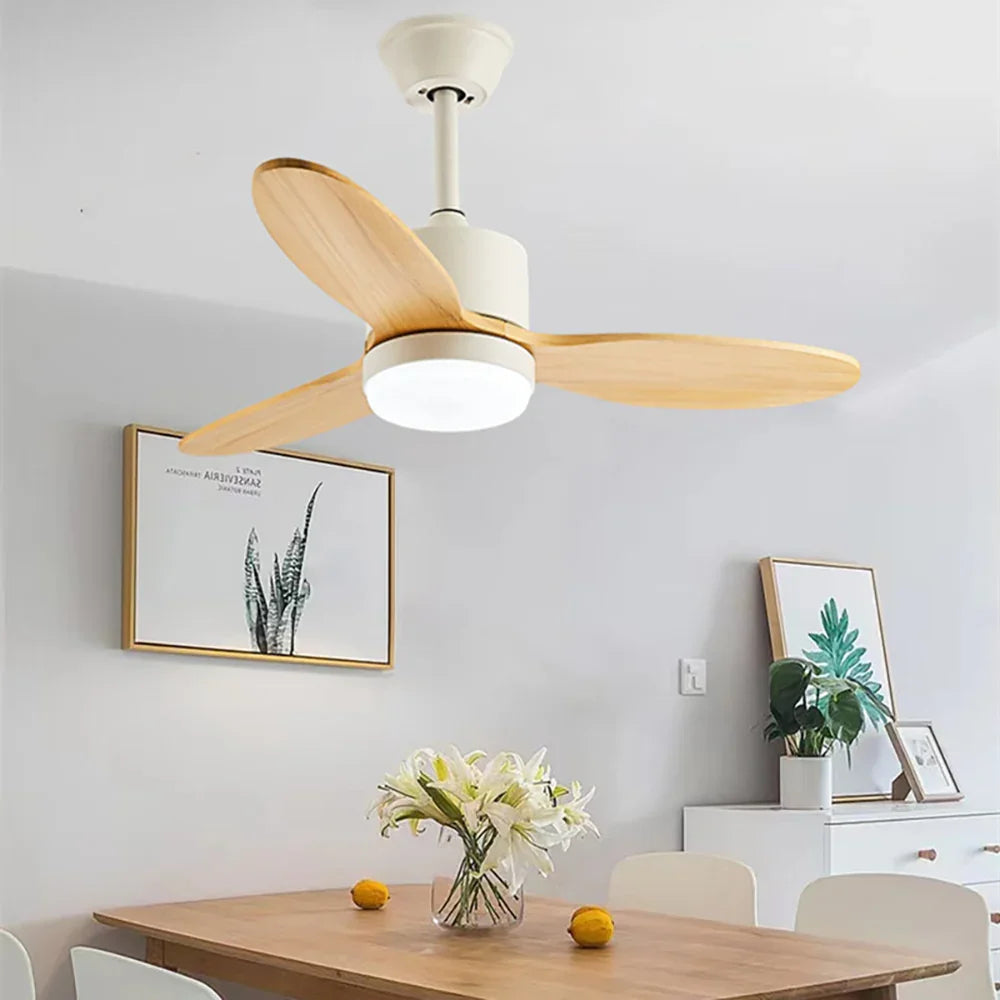 Wood Fan Blade Ceiling Fan Light - view 3 | Metavaya