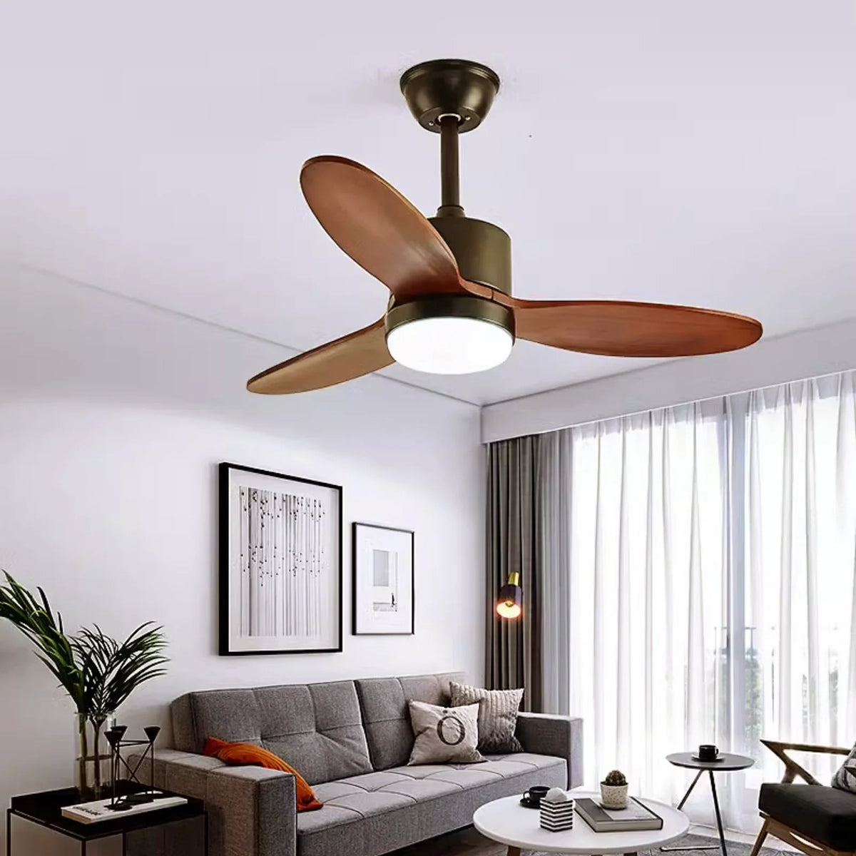 Wood Fan Blade Ceiling Fan Light - view 10 | Metavaya