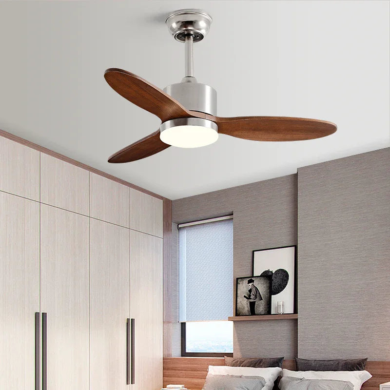 Wood Fan Blade Ceiling Fan Light - view 4 | Metavaya