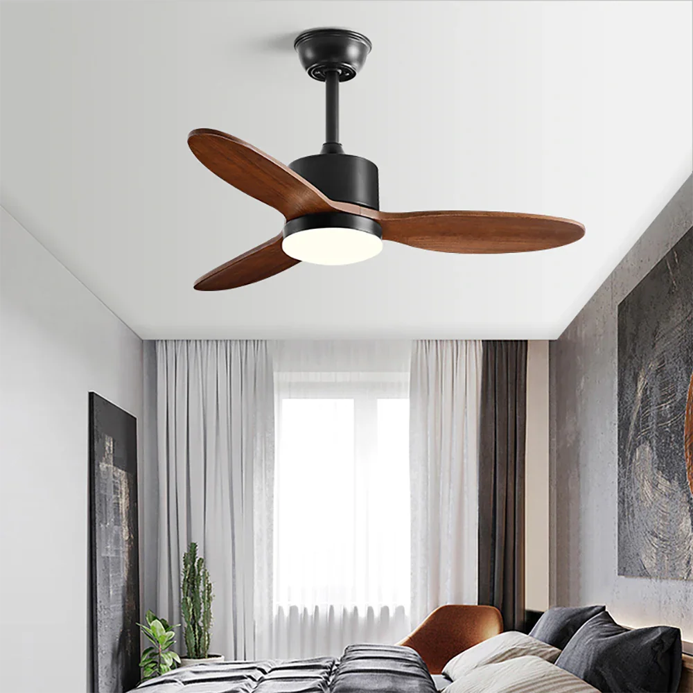 Wood Fan Blade Ceiling Fan Light - view 2 | Metavaya