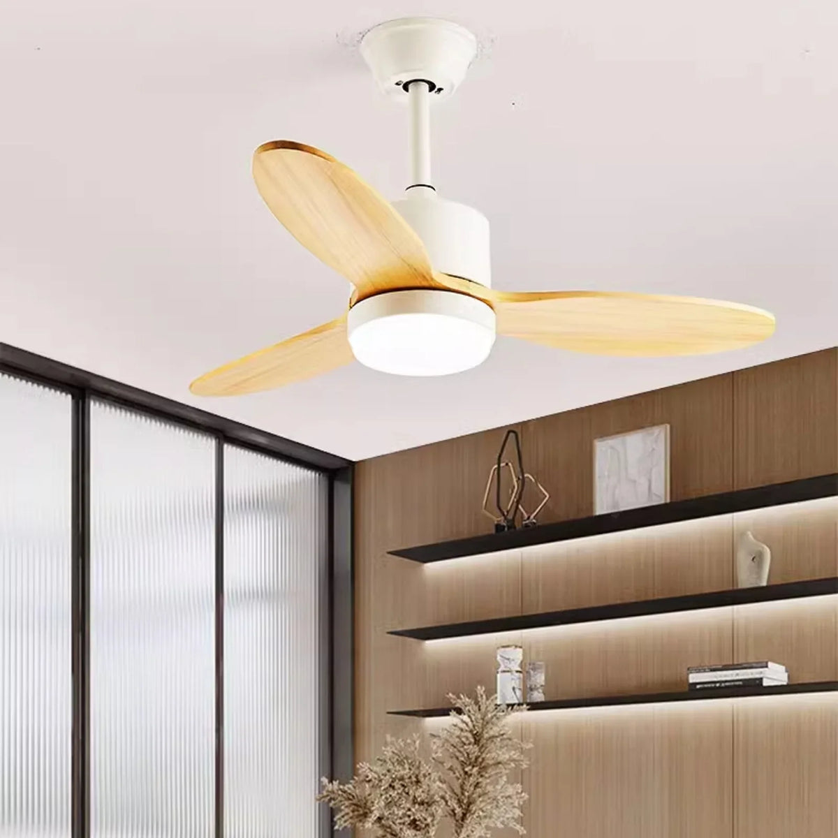 Wood Fan Blade Ceiling Fan Light - view 7 | Metavaya