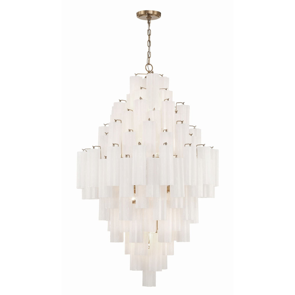 Addis Diamond Chandelier with clear glass, side view on white background