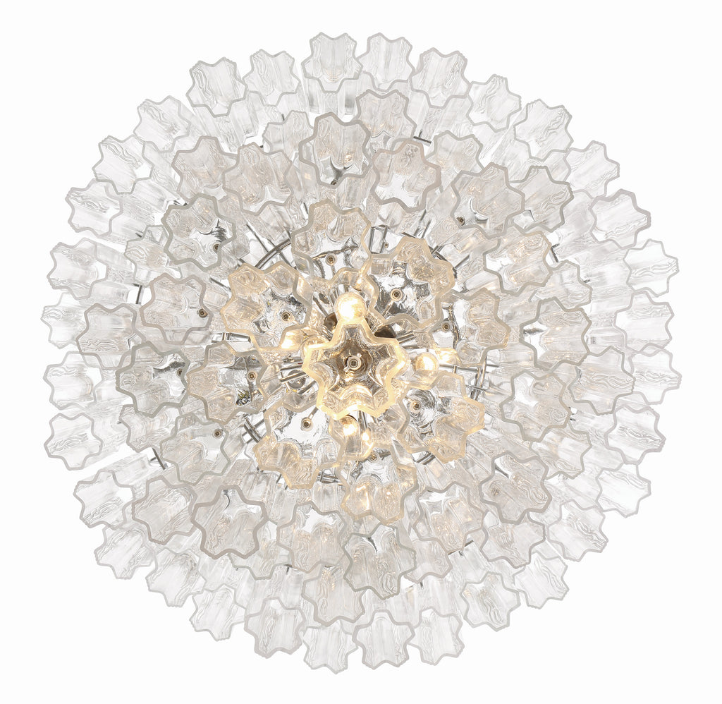 Addis Diamond Chandelier with clear glass, top view showing layered design