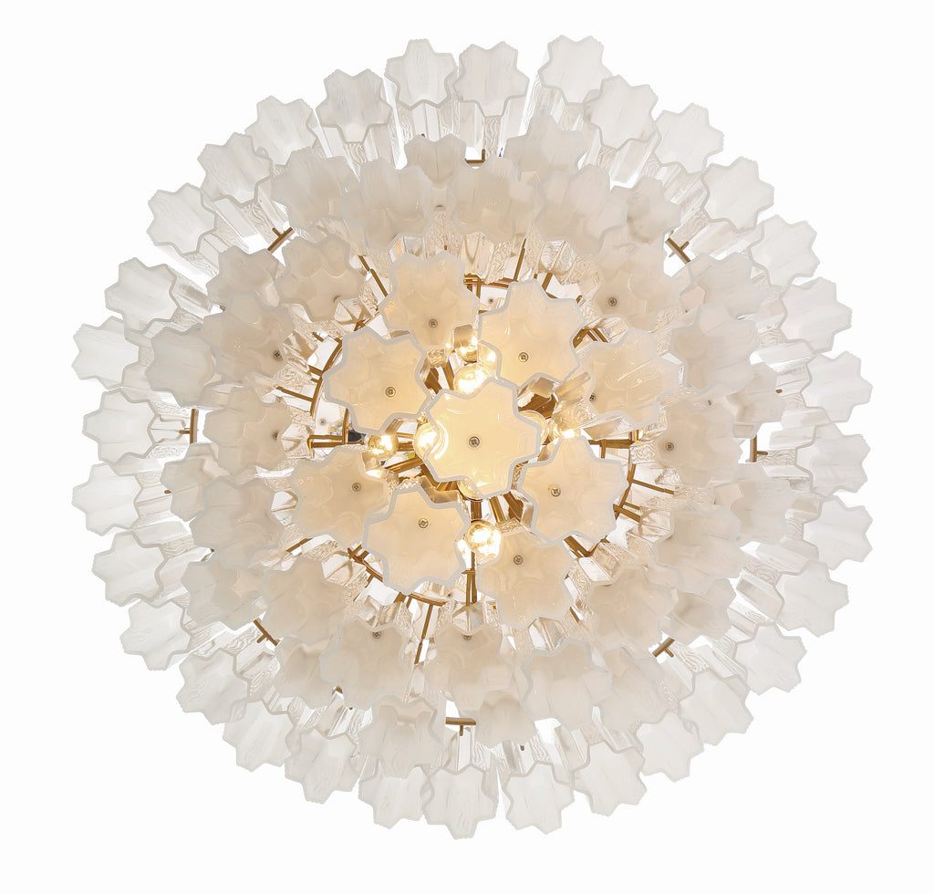 Addis Diamond Chandelier with opal glass, top view showing layered design