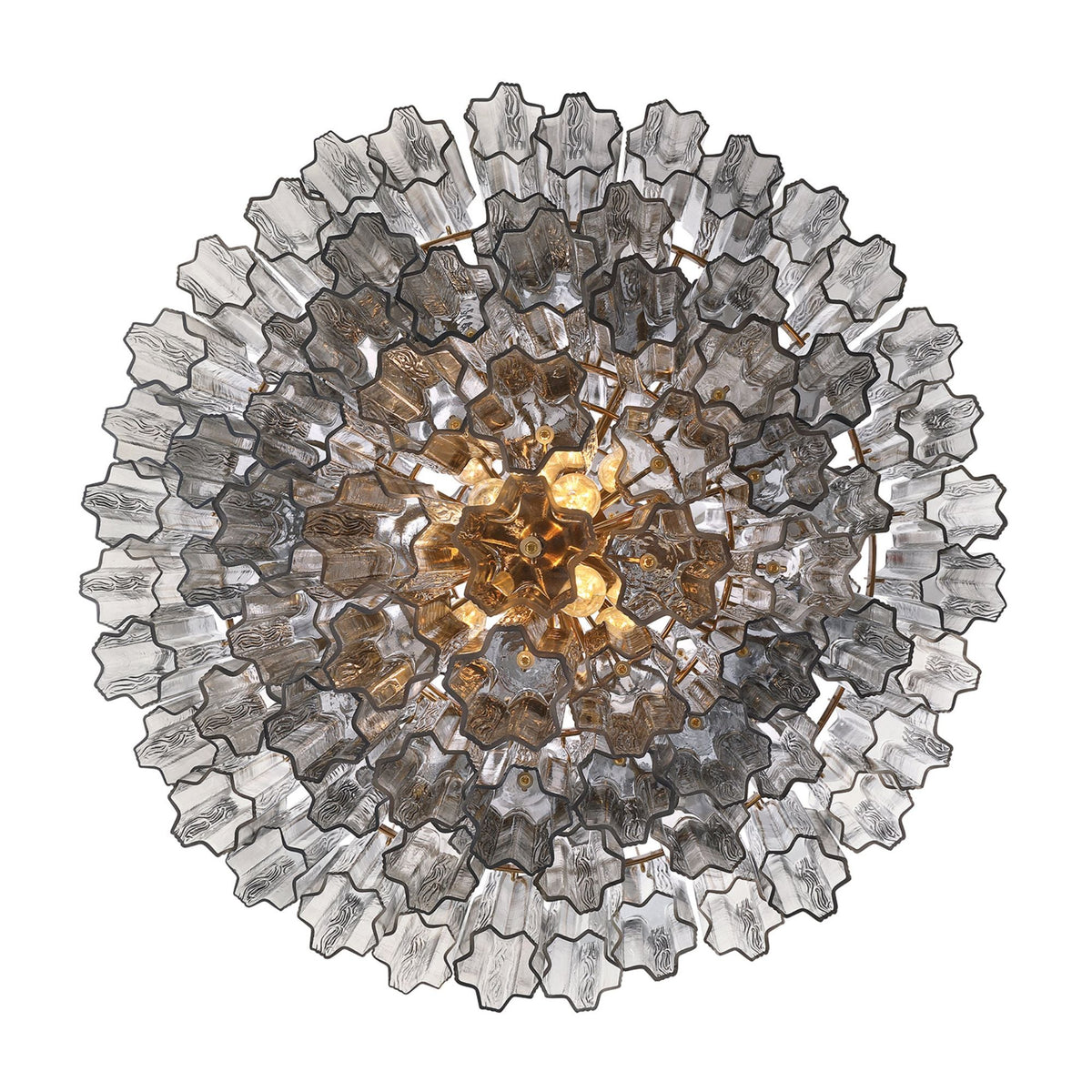 Addis Diamond Chandelier with smoke glass, top view showing layered design