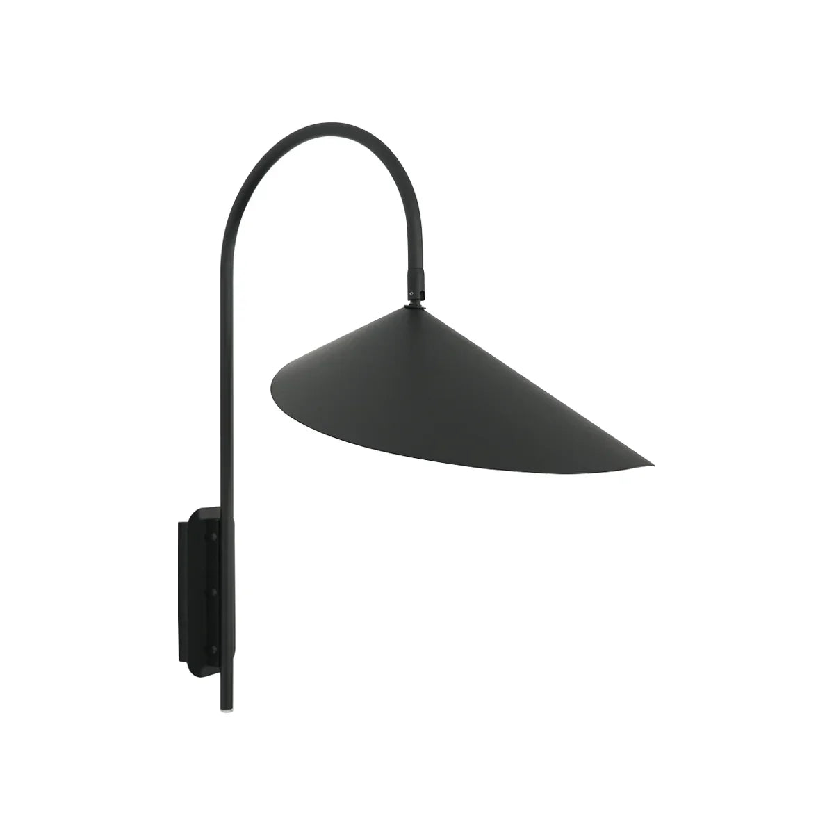 Arum Swivel Wall Lamp in matte black, modern design on white background