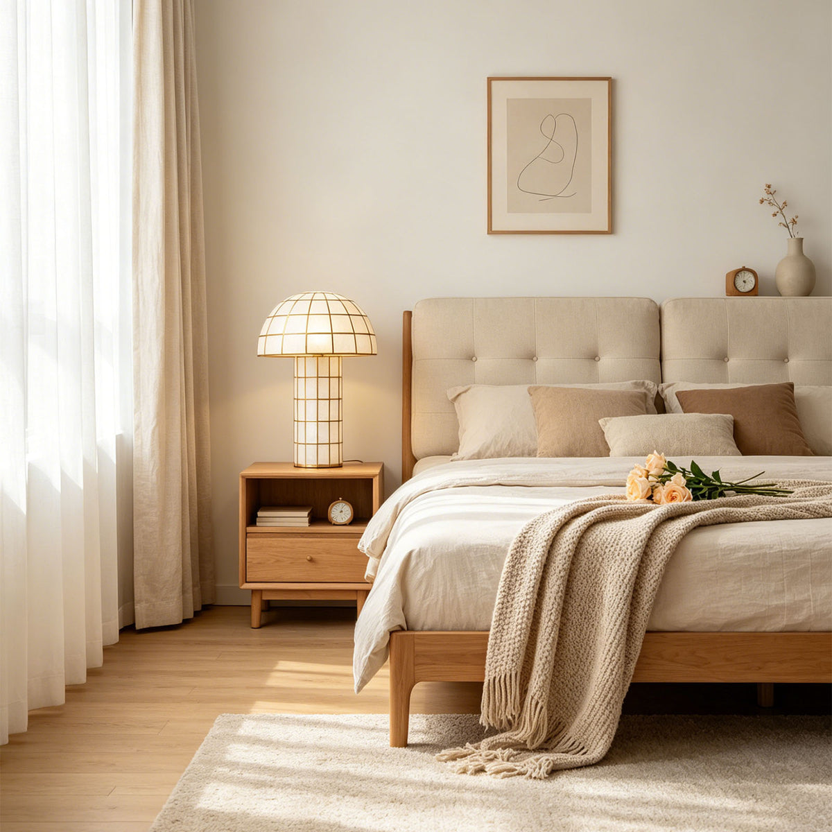 Capiz Shell Mushroom Table Lamp - view 2 | Metavaya