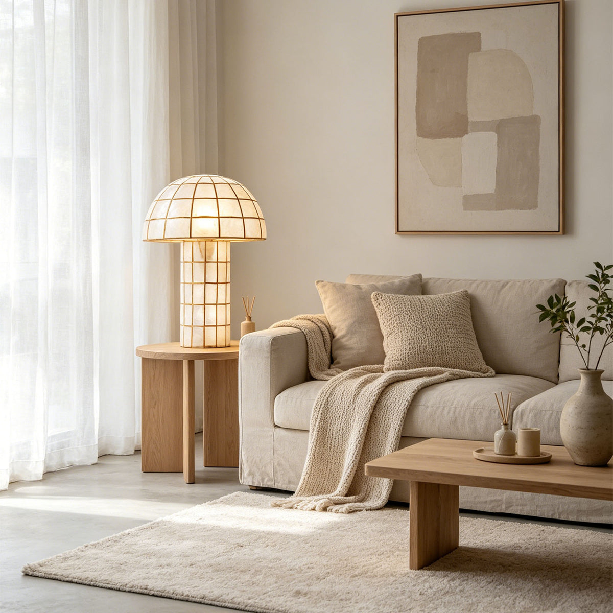 Capiz Shell Mushroom Table Lamp - view 3 | Metavaya