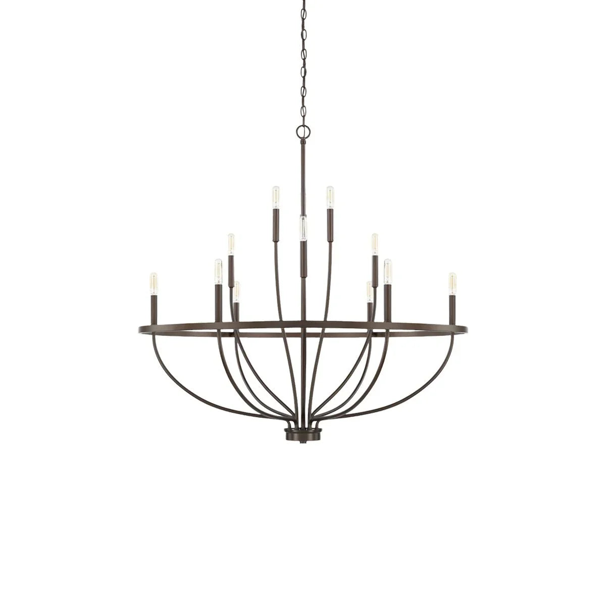 Greyson Bowl Chandelier in dark bronze finish, modern open bowl design, on white background