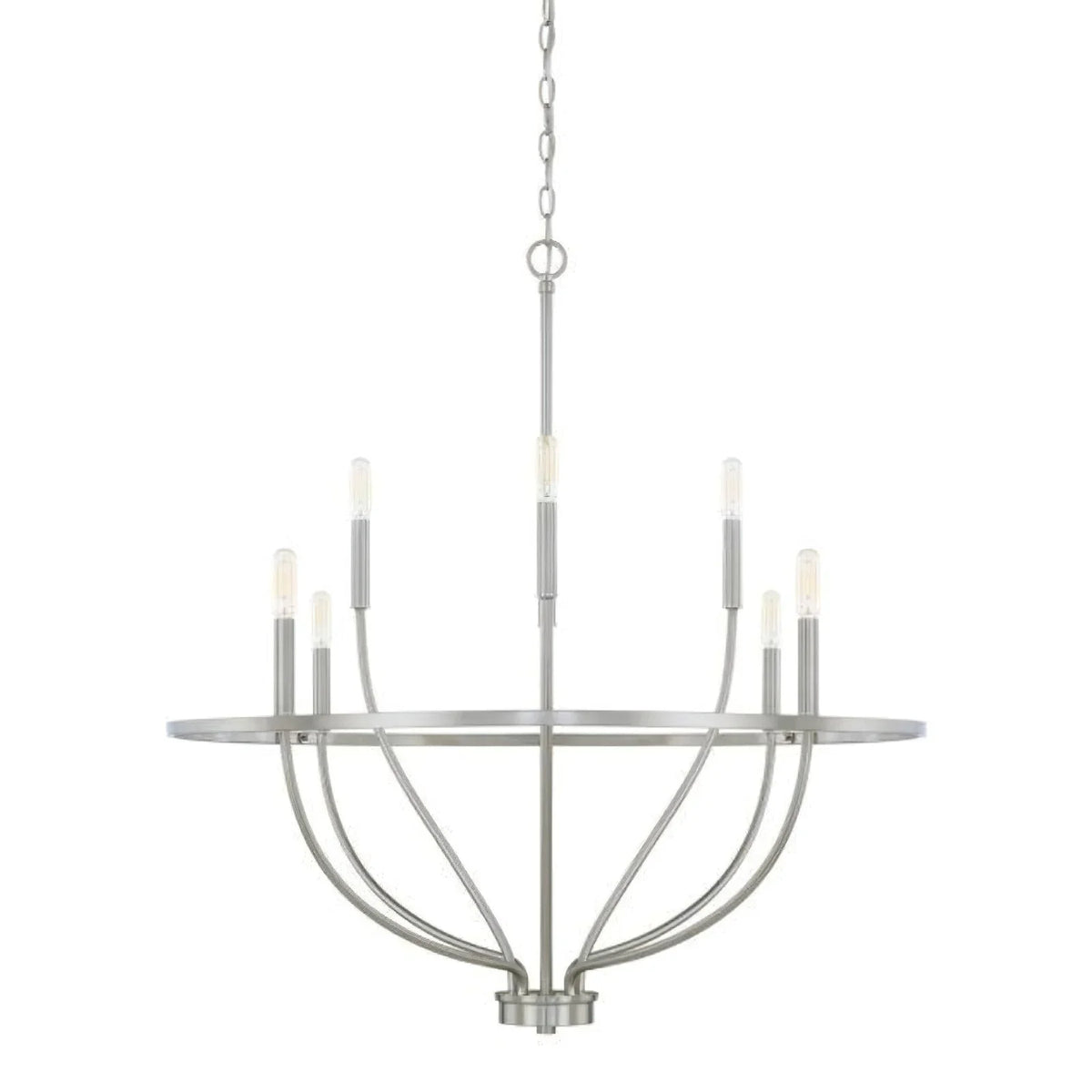 Small size Greyson Bowl Chandelier in dark bronze, front view on white background