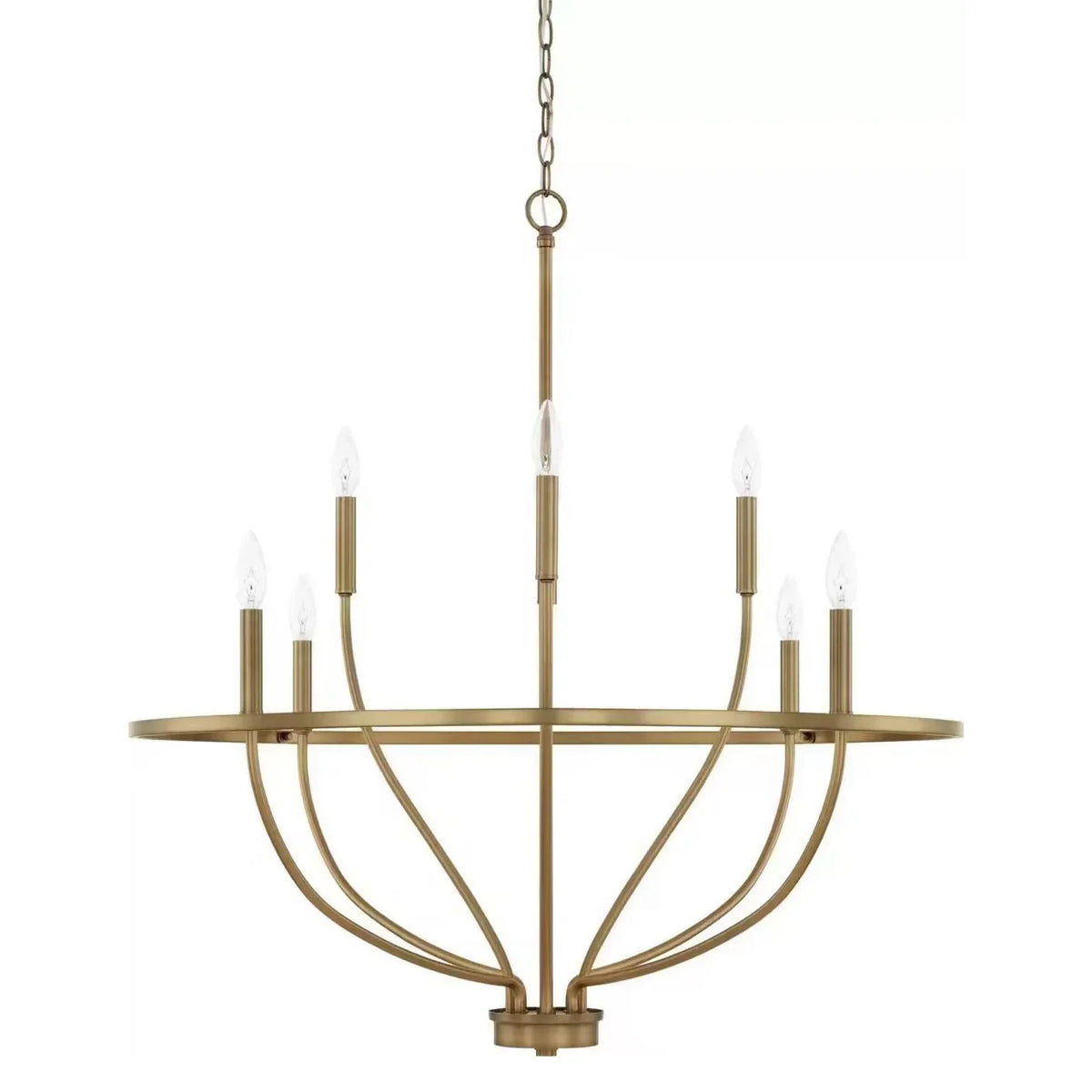 Small size Greyson Bowl Chandelier in dark bronze, front view on white background