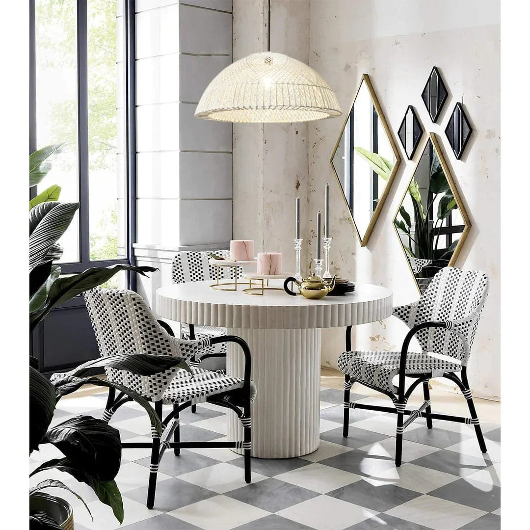 Metavaya Pendant lamp Dia 70cm x H30cm / White wicker Pendant Lampp 6938617782016 M2023092603-2