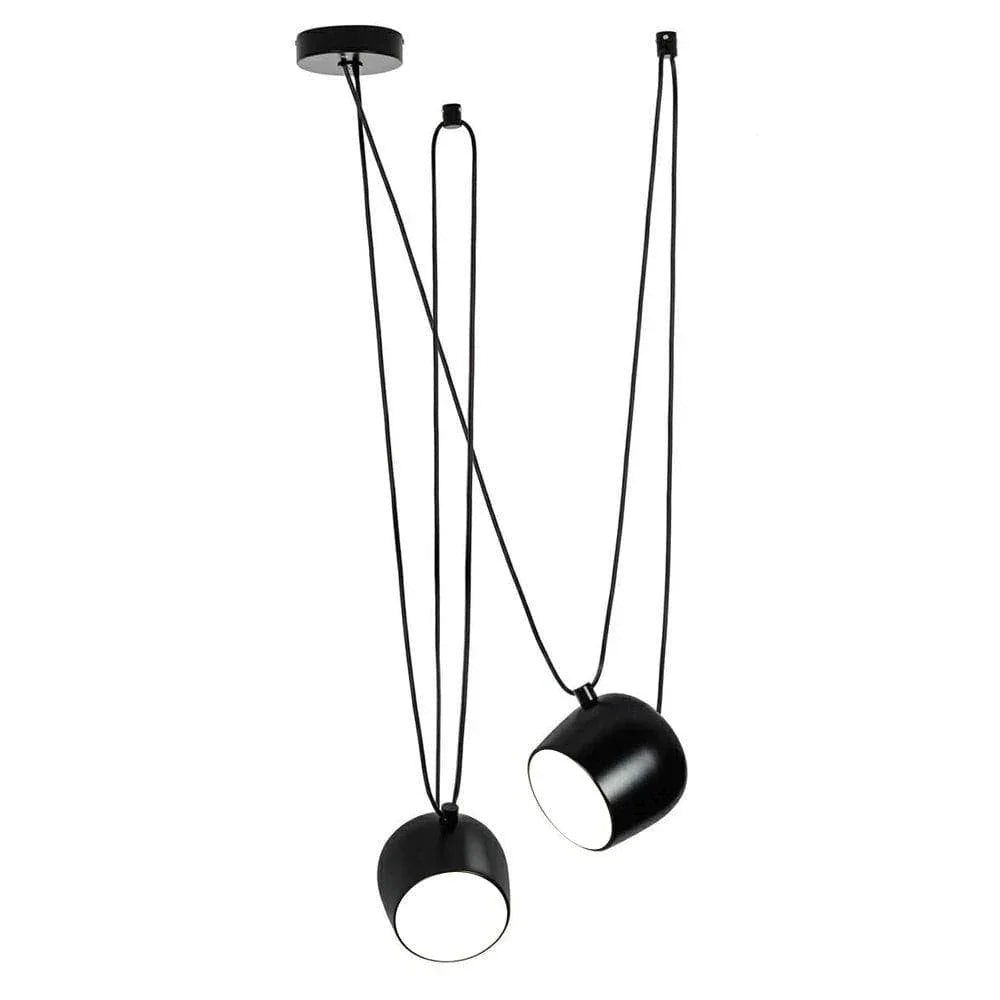 Metavaya Pendant lamp 2heads / Black / Warm White Aim Pendant Lamp 653733214819 P2021122201-5 AIM 3500K Single Hardwired Pendant in Black and White