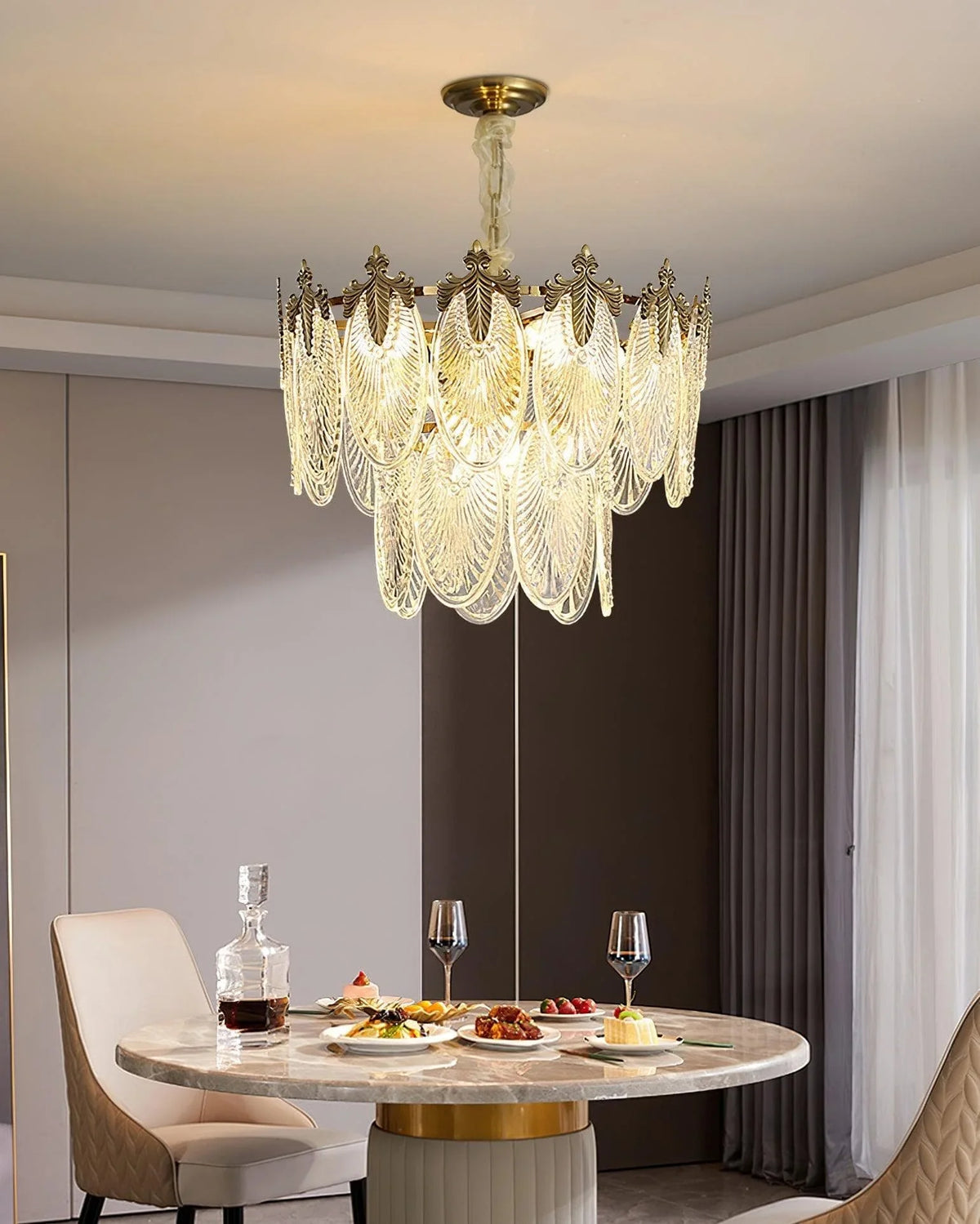 Metavaya Chandelier Brass Leaves Chandelier