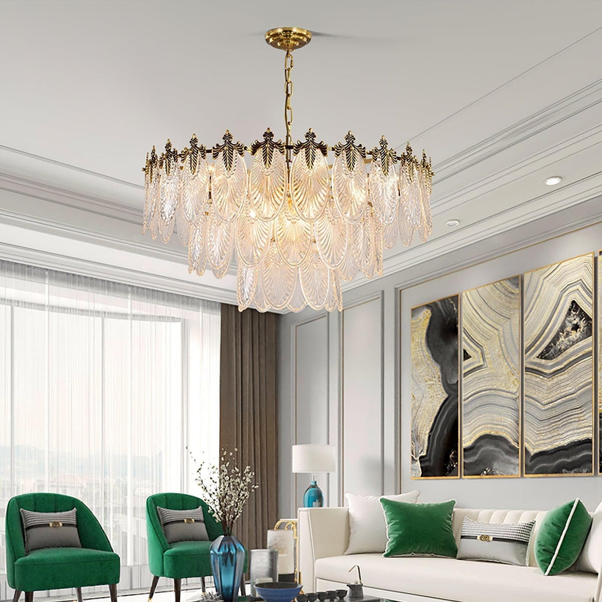 Brass Leaves Chandelier