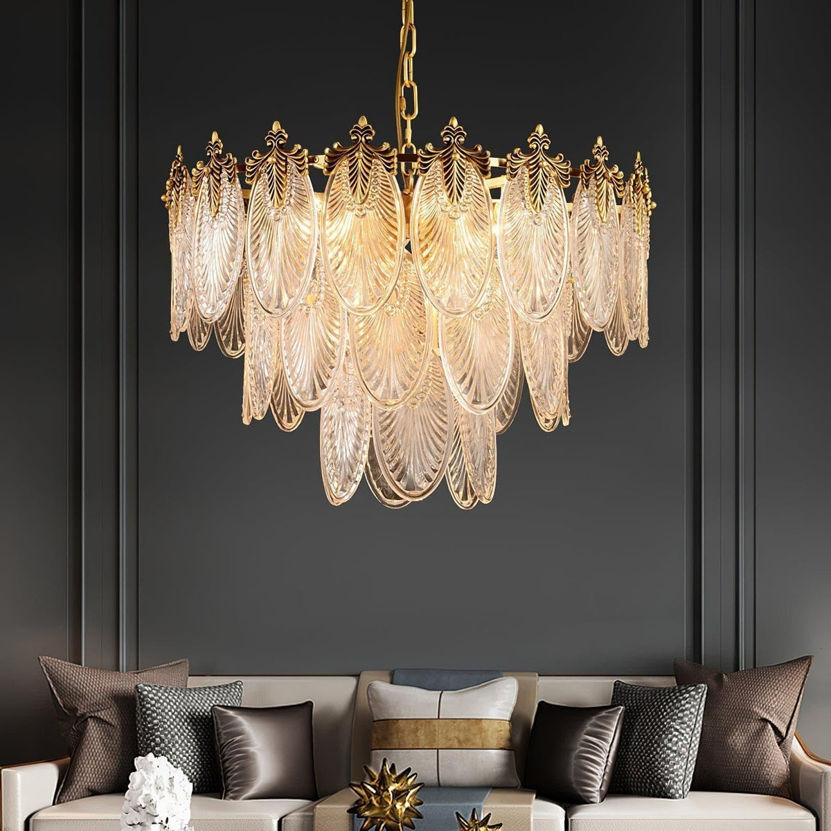 Metavaya Chandelier Brass Leaves Chandelier