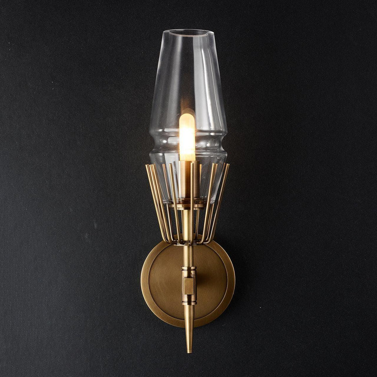 Metavaya Wall lamp Dia 12cm x H 41cm / Brass Chaillot Sconce 653733214925 P2021122901-1 Chaillot Sconce in Crystal Shade for Sale
