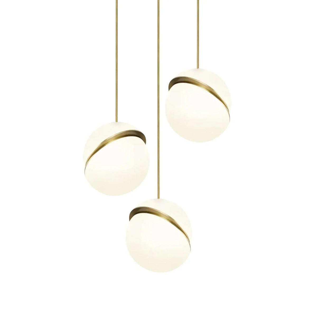 Metavaya Pendant lamp 3 Heads Dia 30cm X H 150cm / Brushed Brass/Opaque Acrylic Crescent Pendant Lamp 822706697755 M2022082501-5