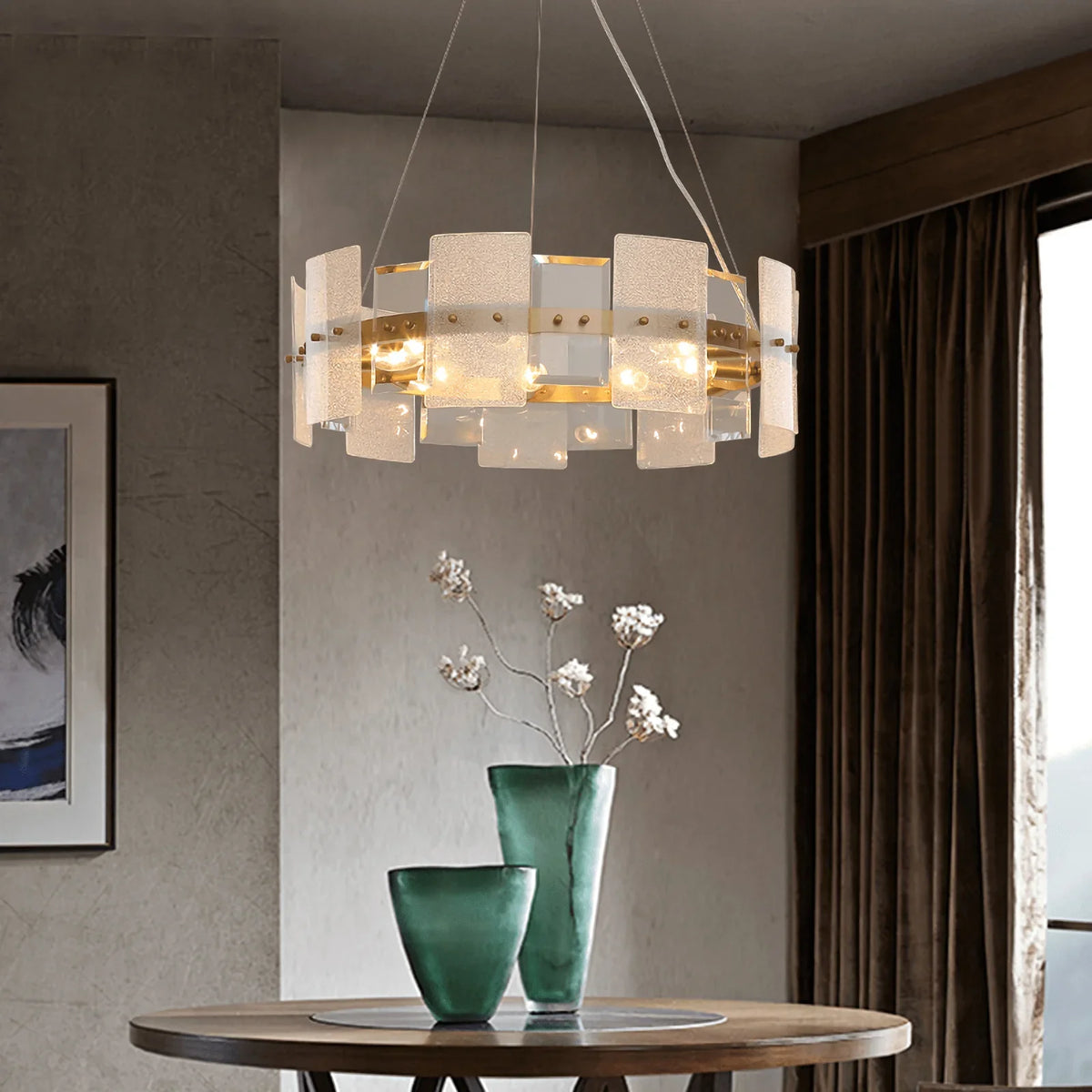 Metavaya Chandelier Frosted Glass Chandelier Lamp
