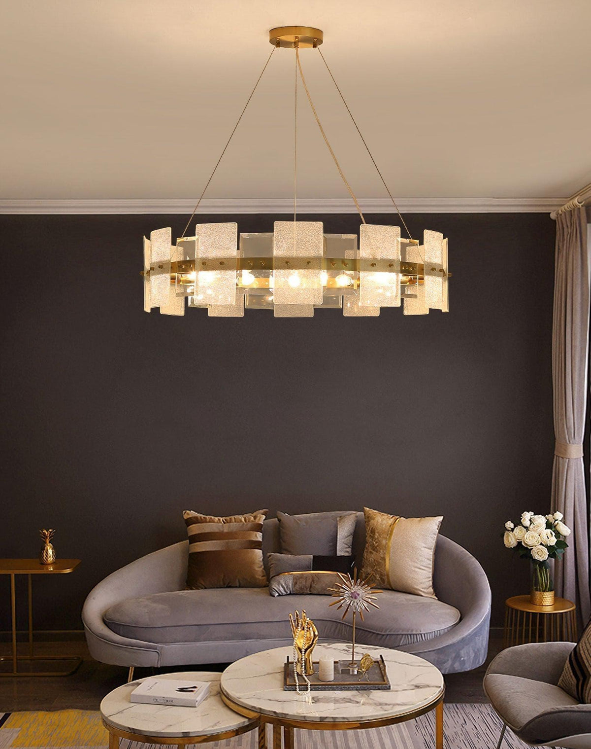 Metavaya Chandelier Frosted Glass Chandelier Lamp