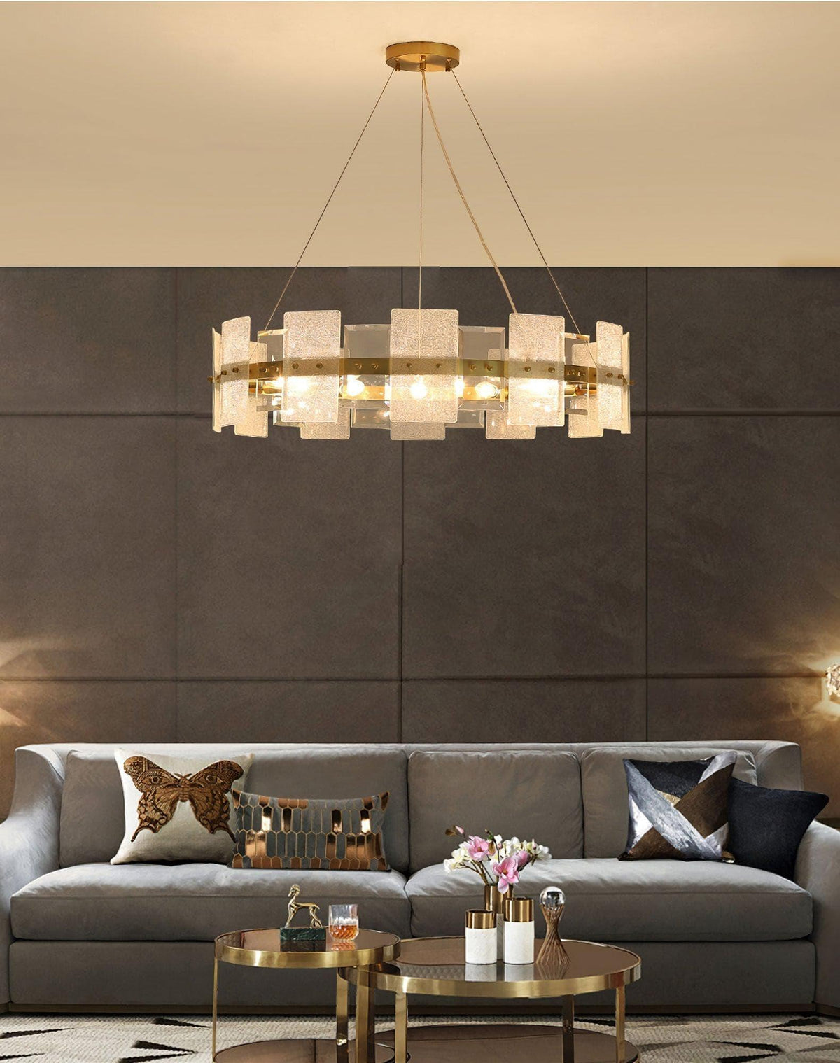 Metavaya Chandelier Frosted Glass Chandelier Lamp