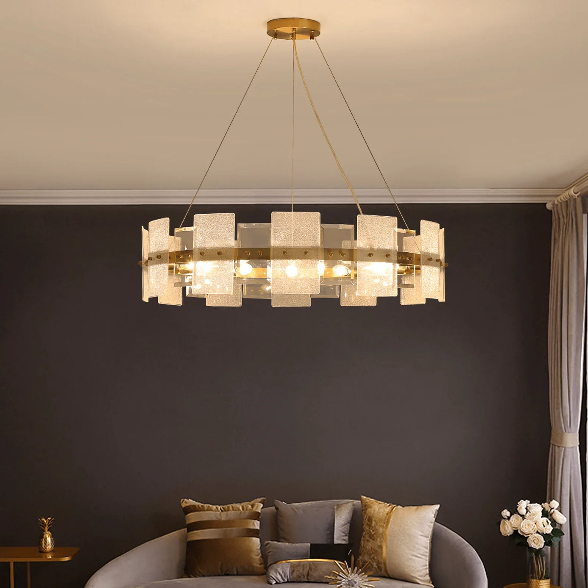 Metavaya Chandelier Frosted Glass Chandelier Lamp