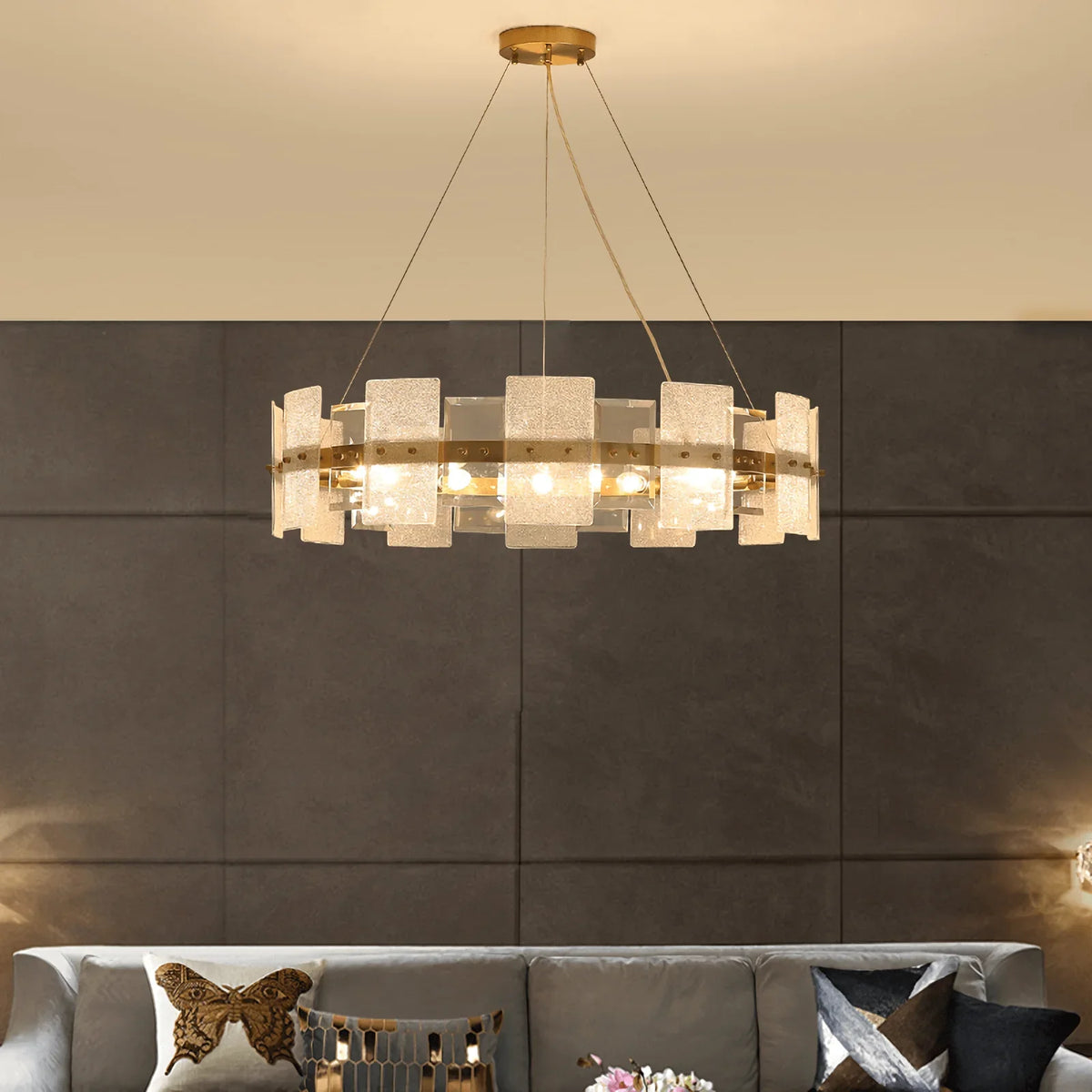 Metavaya Chandelier Frosted Glass Chandelier Lamp