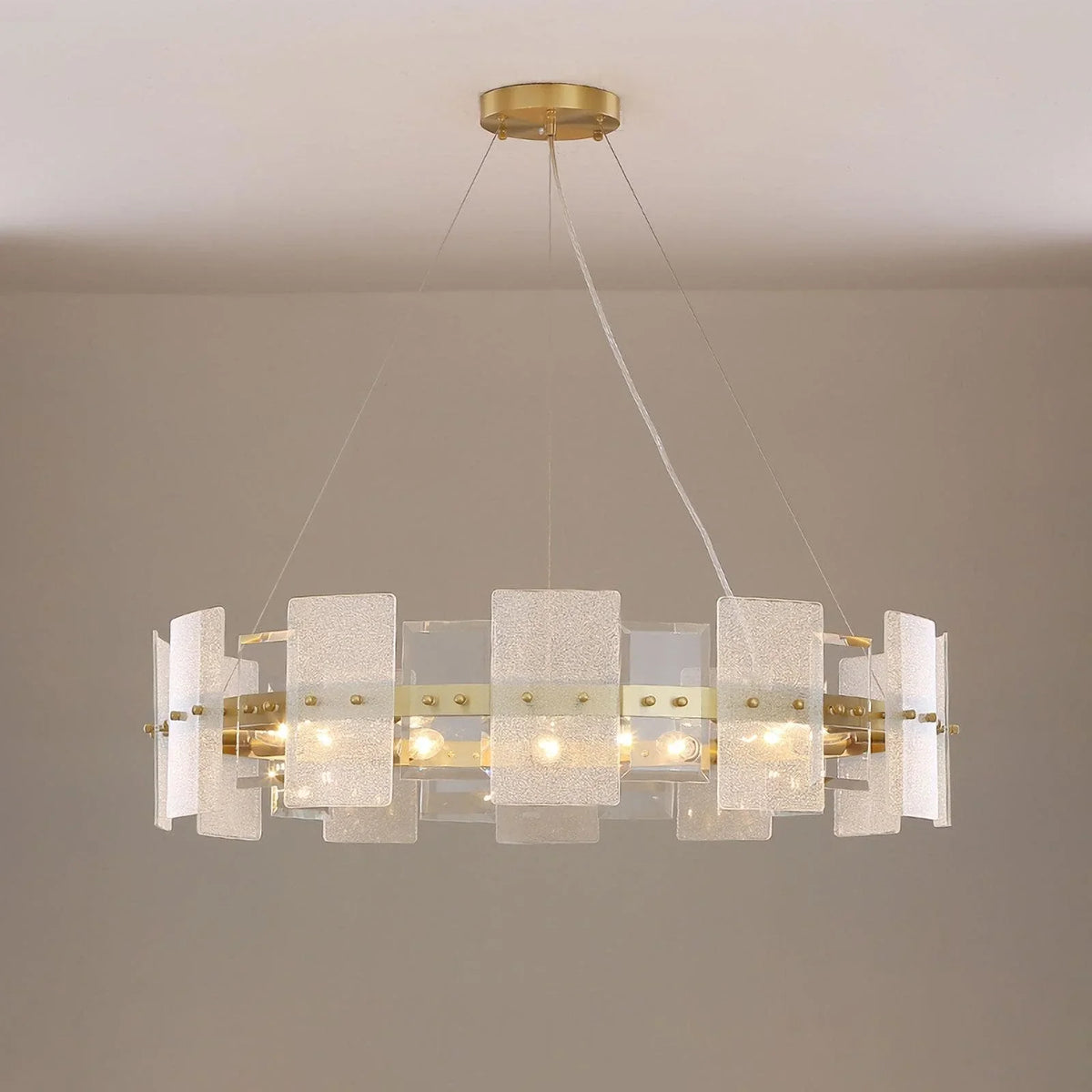 Metavaya Chandelier 12 Lights Dia 80cm x H 20cm / ∅ 31.5″ x H 7.9″ / Copper color Frosted Glass Chandelier Lamp 336019219127 M202302251-2