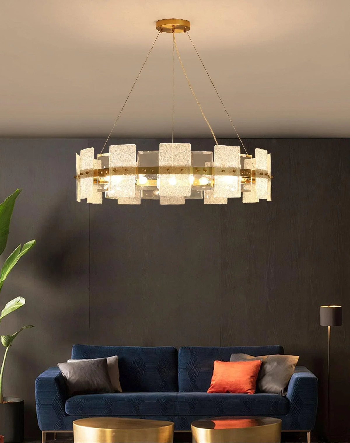 Metavaya Chandelier Frosted Glass Chandelier Lamp