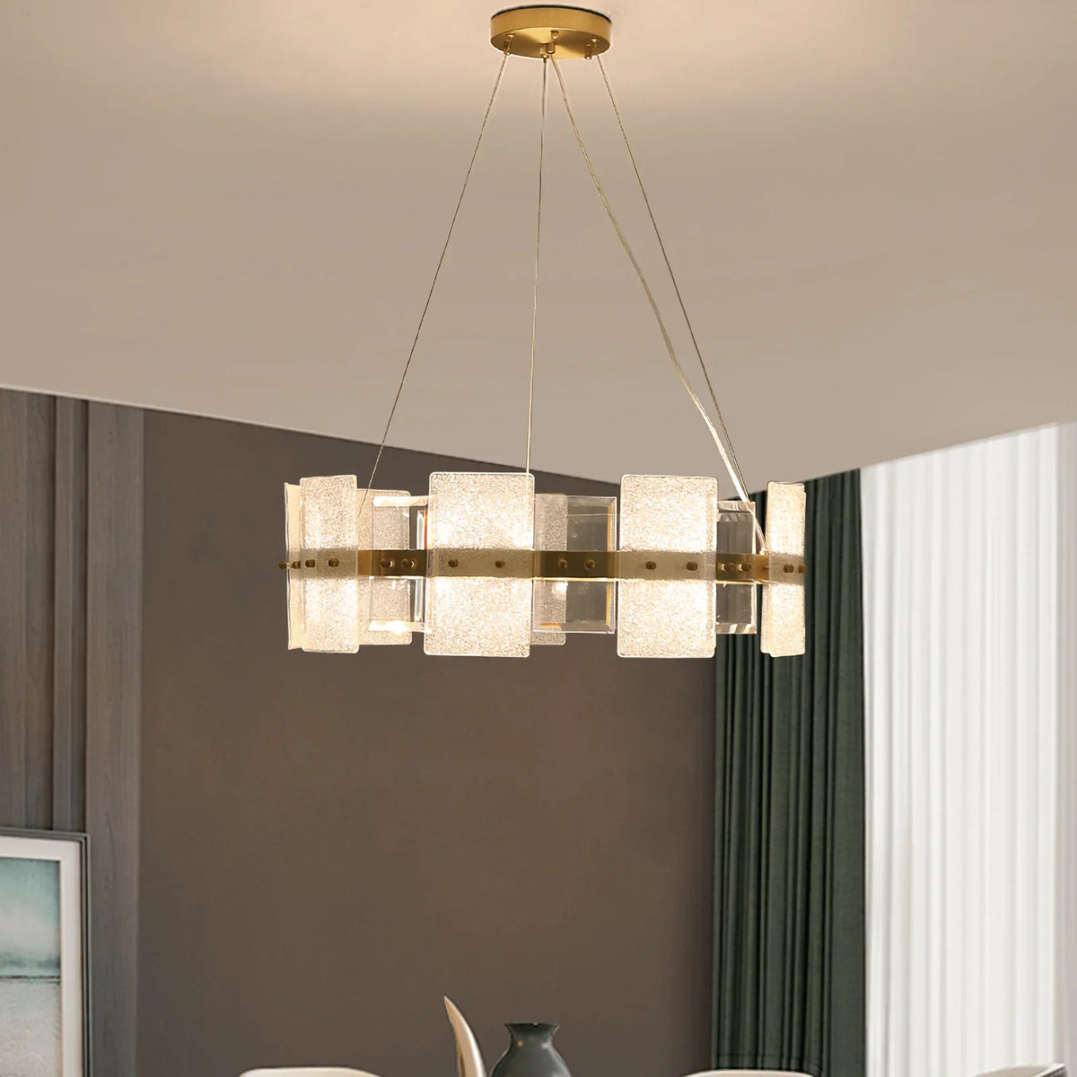 Metavaya Chandelier Frosted Glass Chandelier Lamp
