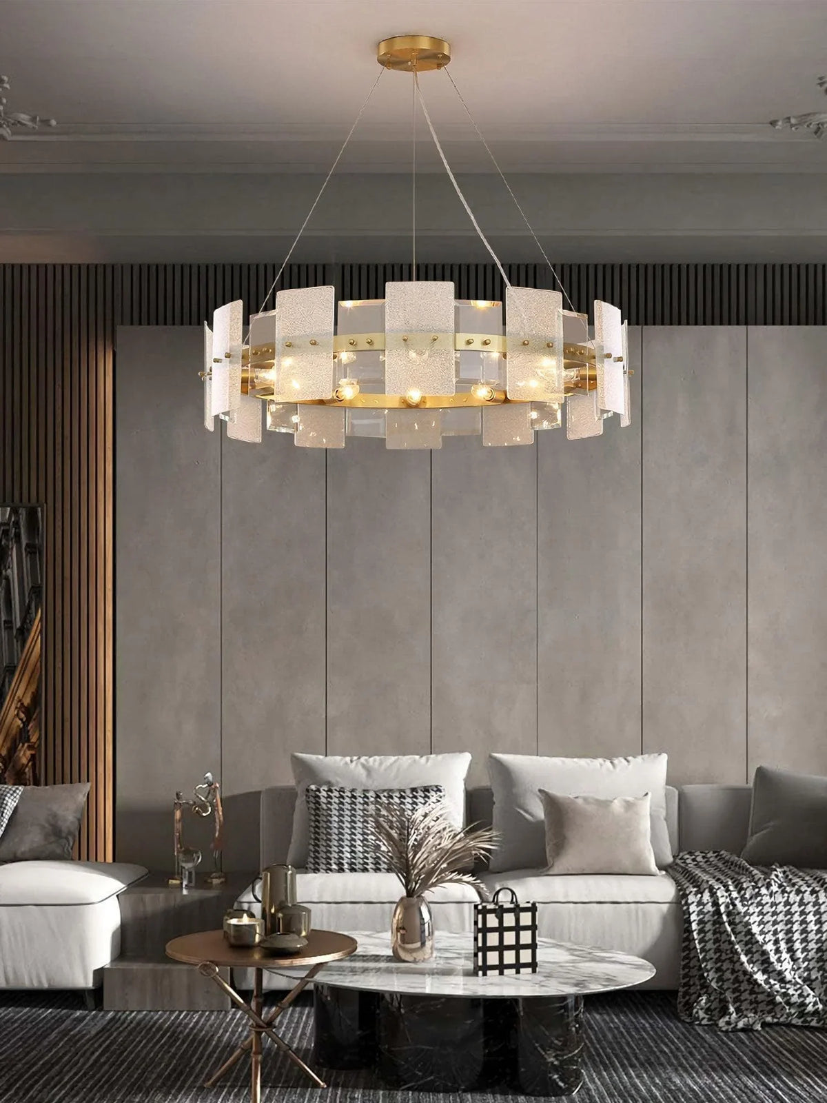 Metavaya Chandelier Frosted Glass Chandelier Lamp