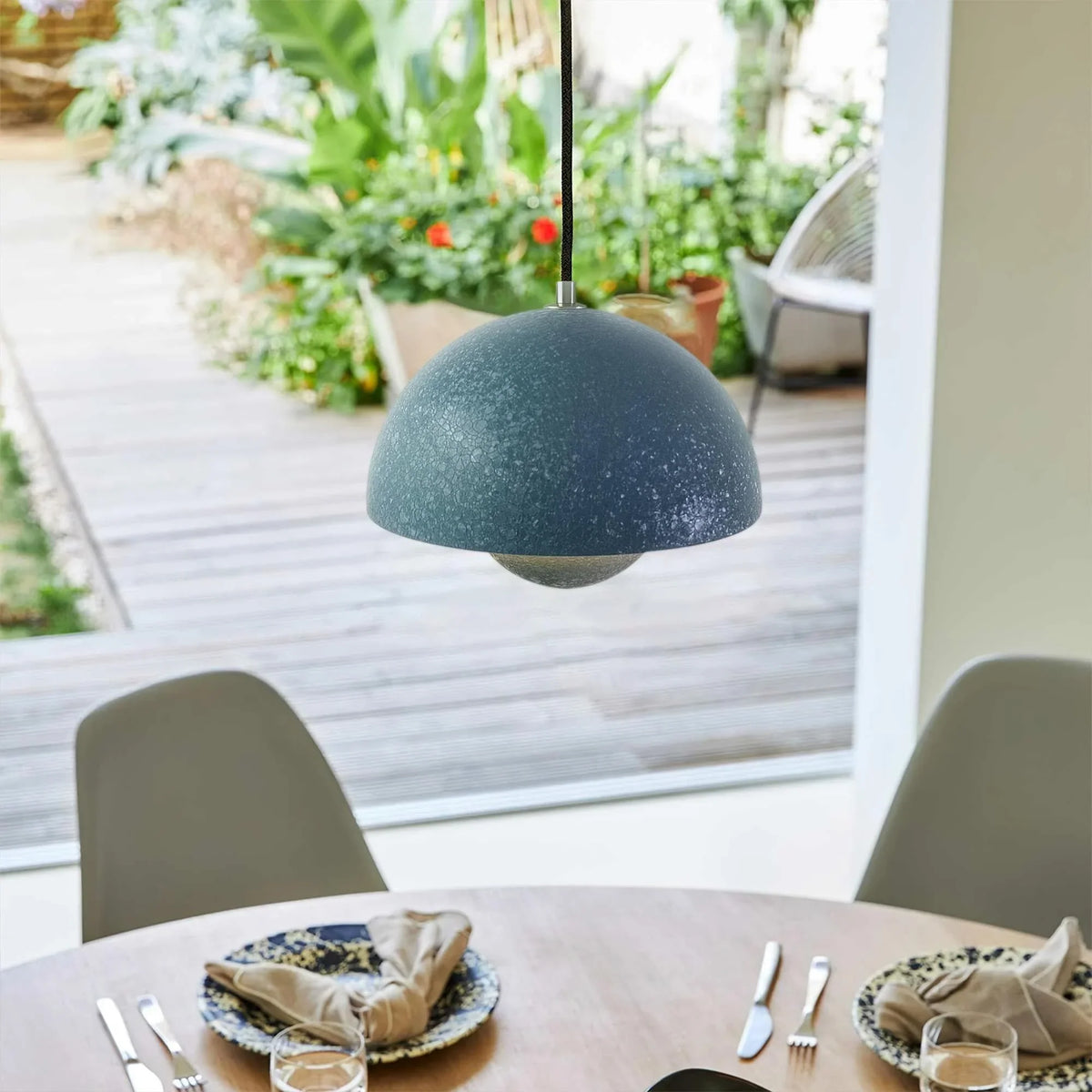 Metavaya Pendant light Dia 23cm x H 16cm / Diamond blue Ice Crack Flowerpot Pendant Lamp 129601751965 2023042101-1