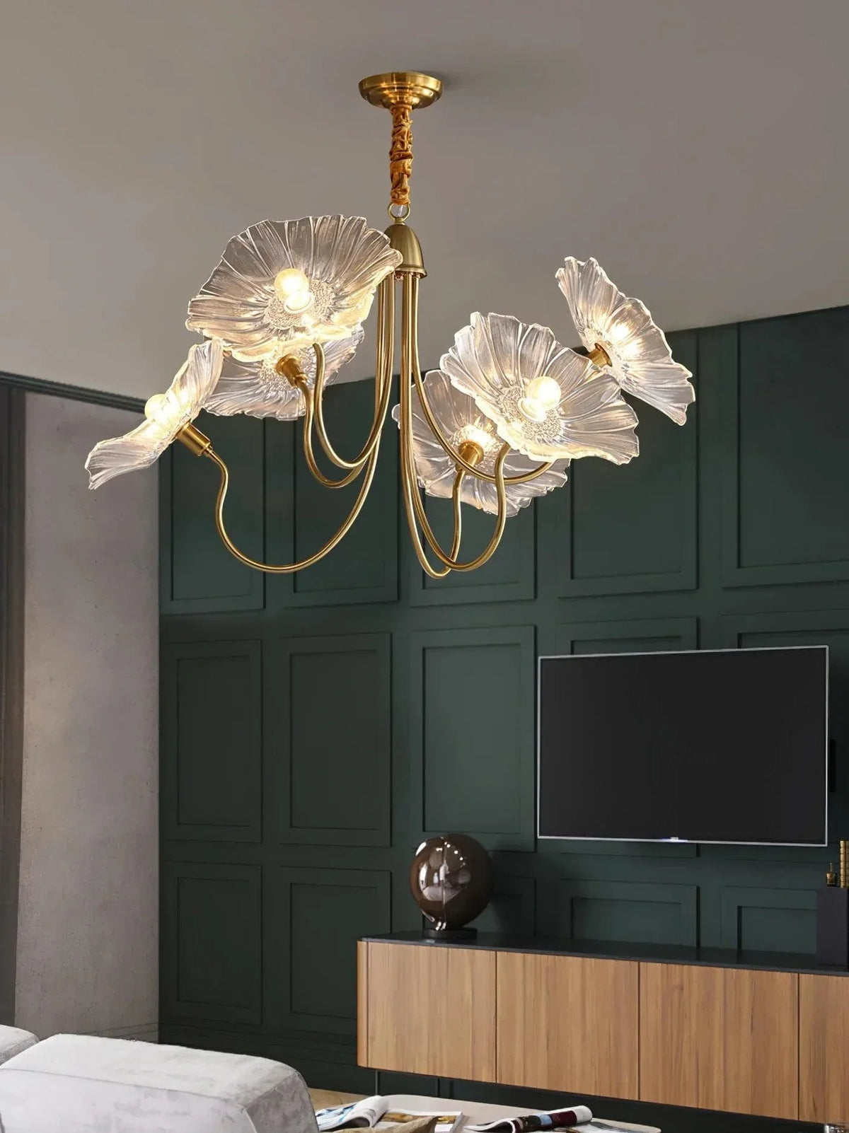 Metavaya Chandelier Lotus Leaf Glass Chandelier