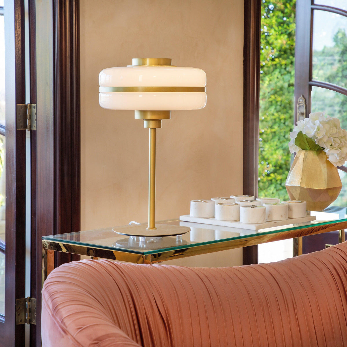 Metavaya Table lamp Dia 30cm x H 49cm / Gold+White / US plug Masina Table lamp 653733644180 T-202112140008-1 Masina Table lamp for Sale Online