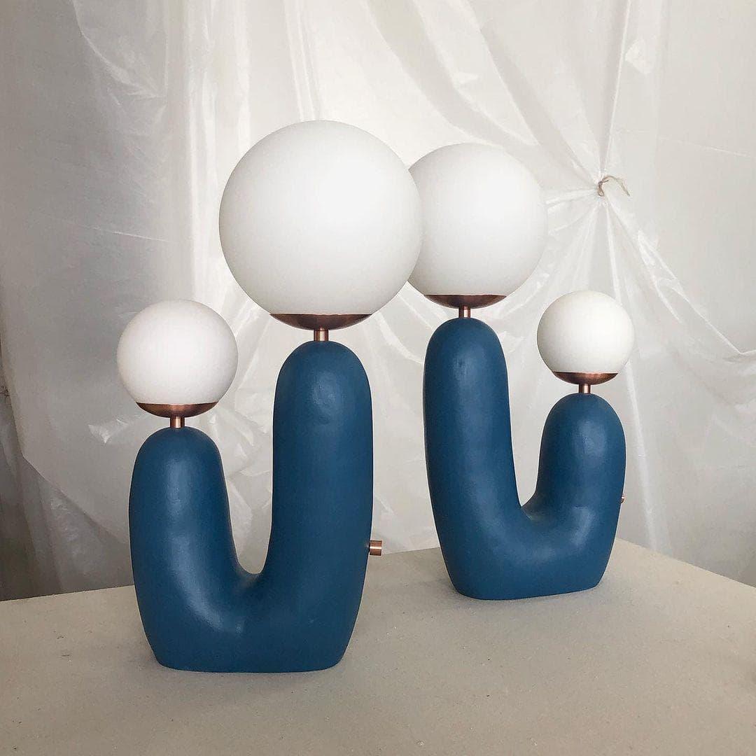 Metavaya Table lamp Dia 22cm x H 45cm / Blue / US Plug Oo Table lamp 653733644272 T-202112170012-17 Oo Table Lamp & Light Fixtures