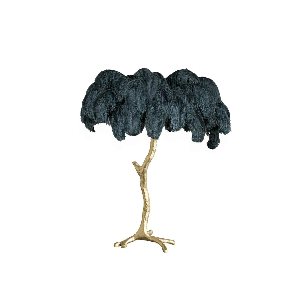 Metavaya Table lamp Dia 65cm x H 70cm / Polished brass / Bottle green Ostrich Feather Table Lamp 323232414538 M2021121405-7 Shop Ostrich Feather Table Lamp Online