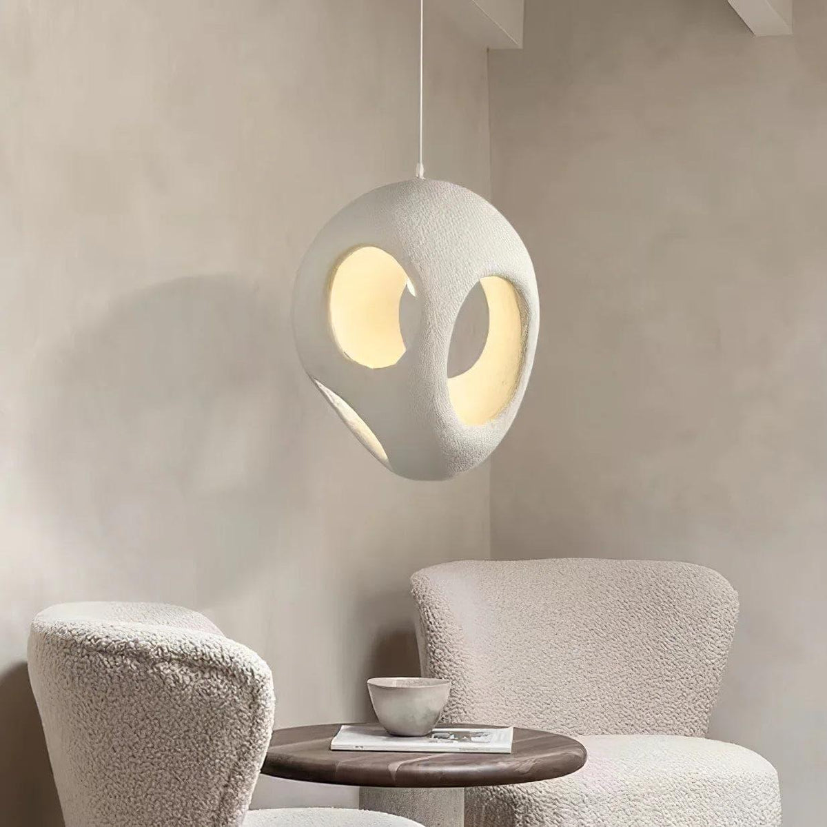 Metavaya Ceiling Lamp Dia 35cm X H 50cm / White Polystyrene Pendant Light 336019215402 M2023021003-1