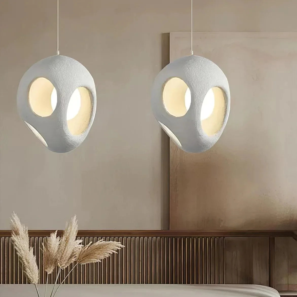 Metavaya Ceiling Lamp Dia 35cm X H 50cm / White Polystyrene Pendant Light 336019215402 M2023021003-1
