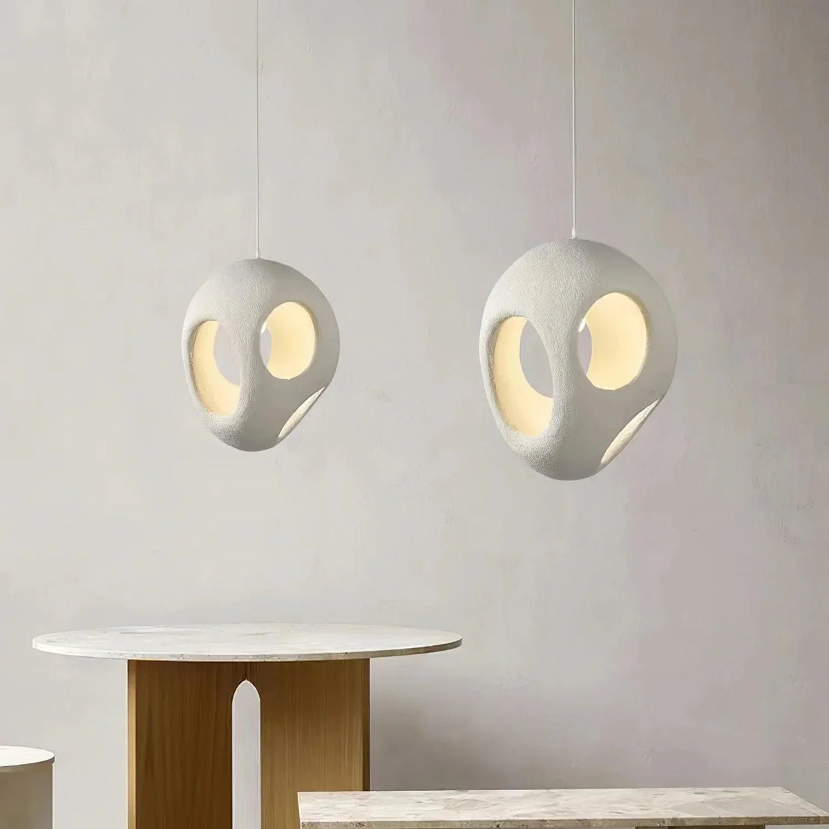 Metavaya Ceiling Lamp Dia 35cm X H 50cm / White Polystyrene Pendant Light 336019215402 M2023021003-1