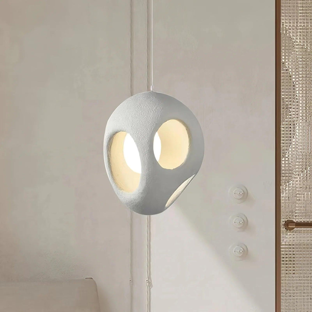 Metavaya Ceiling Lamp Dia 35cm X H 50cm / White Polystyrene Pendant Light 336019215402 M2023021003-1