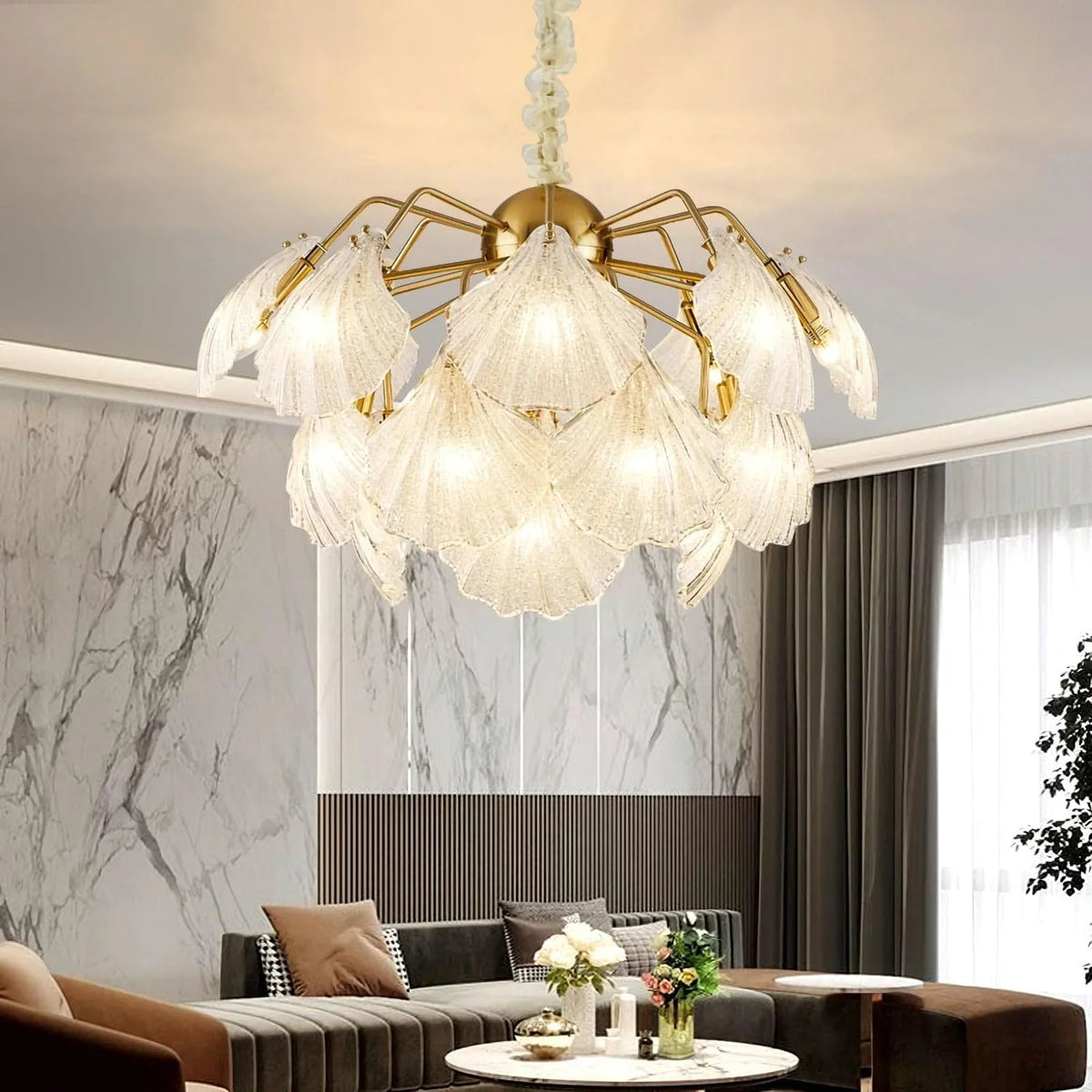 Metavaya Chandelier Ribbed Shell Ceiling light